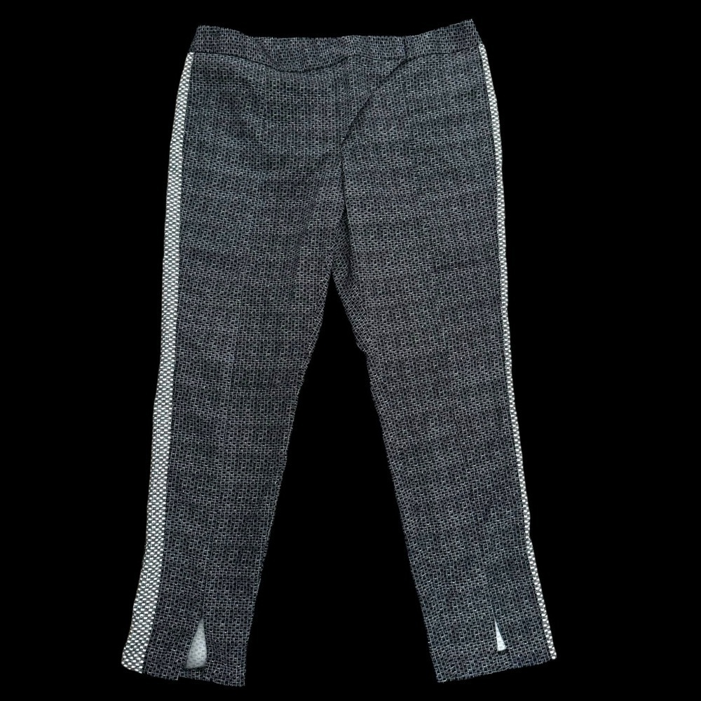 I 🖤 Ronson Size 16 Black/White Polyester/Spandex Flat Front Pants w/Side Detail
